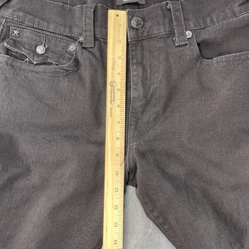 TRUE RELIGION Ricky Relaxed Straight Jeans Size 34 Fits 36x30 Black Stretch